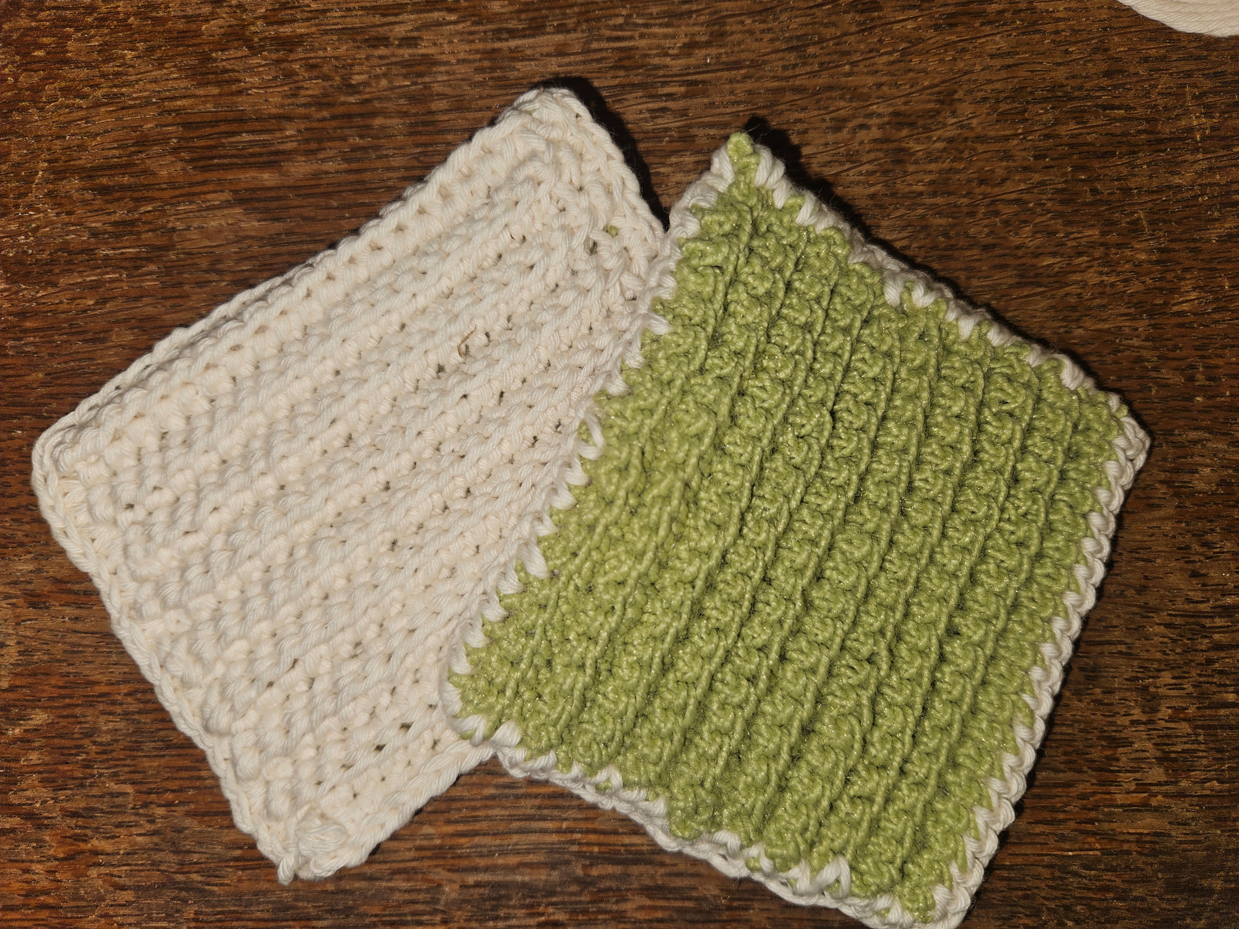 Crocheted Two Sided Dish Scrubby, cotton and wool, soft and scratchy,make dishes and cleaning easier
