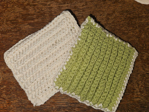 Crocheted Two Sided Dish Scrubby, cotton and wool, soft and scratchy,make dishes and cleaning easier