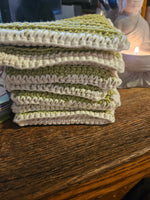 Load image into Gallery viewer, Crocheted Two Sided Dish Scrubby, cotton and wool, soft and scratchy,make dishes and cleaning easier
