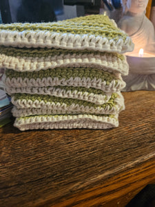 Crocheted Two Sided Dish Scrubby, cotton and wool, soft and scratchy,make dishes and cleaning easier