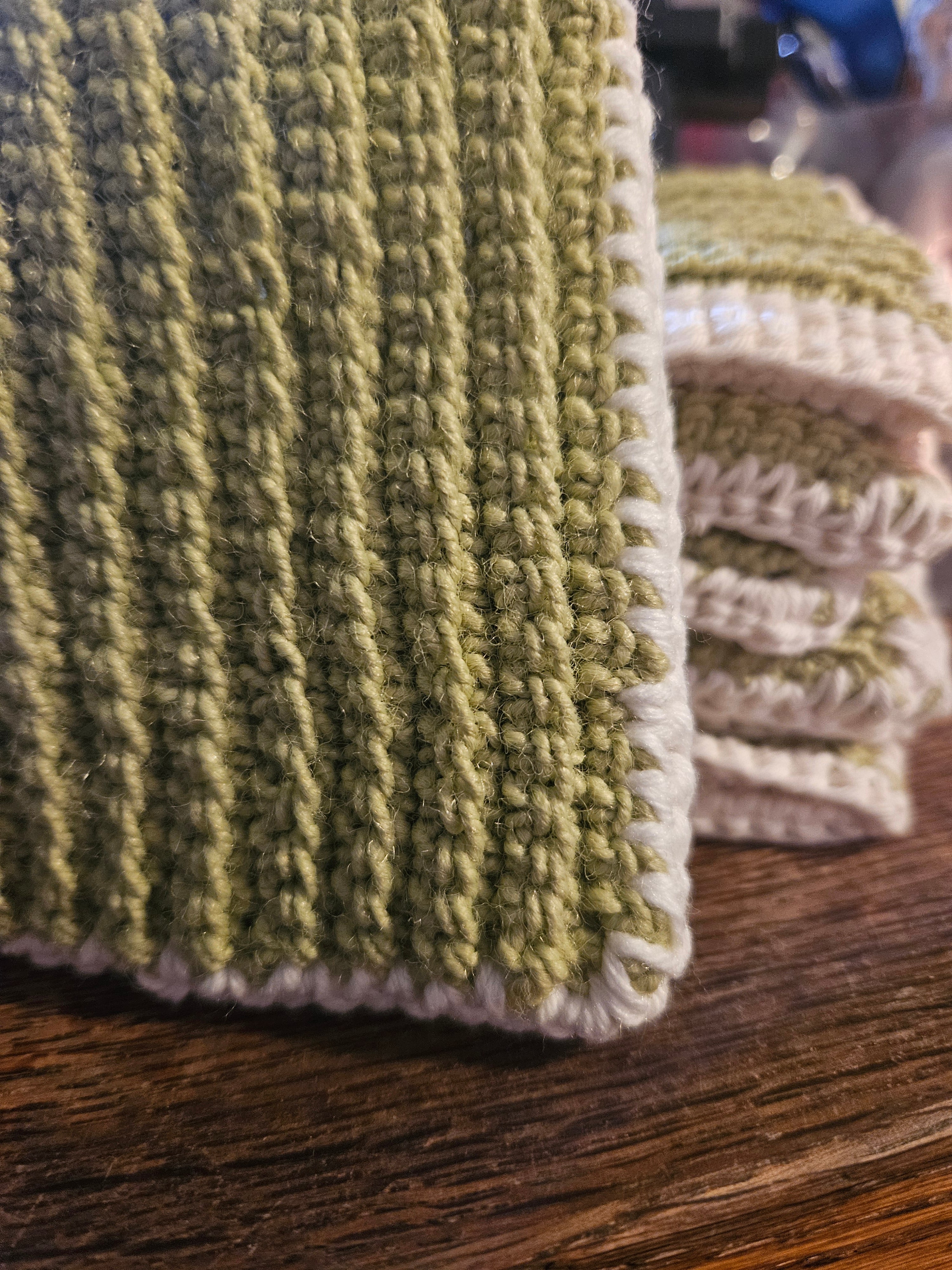Crocheted Two Sided Dish Scrubby, cotton and wool, soft and scratchy,make dishes and cleaning easier
