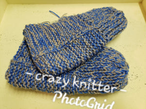 Hand Knit No Cuffs Winter Men's Slippers