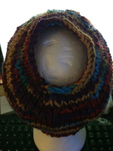 Hand Knit Knitted ‘Messy Bun’ Hat