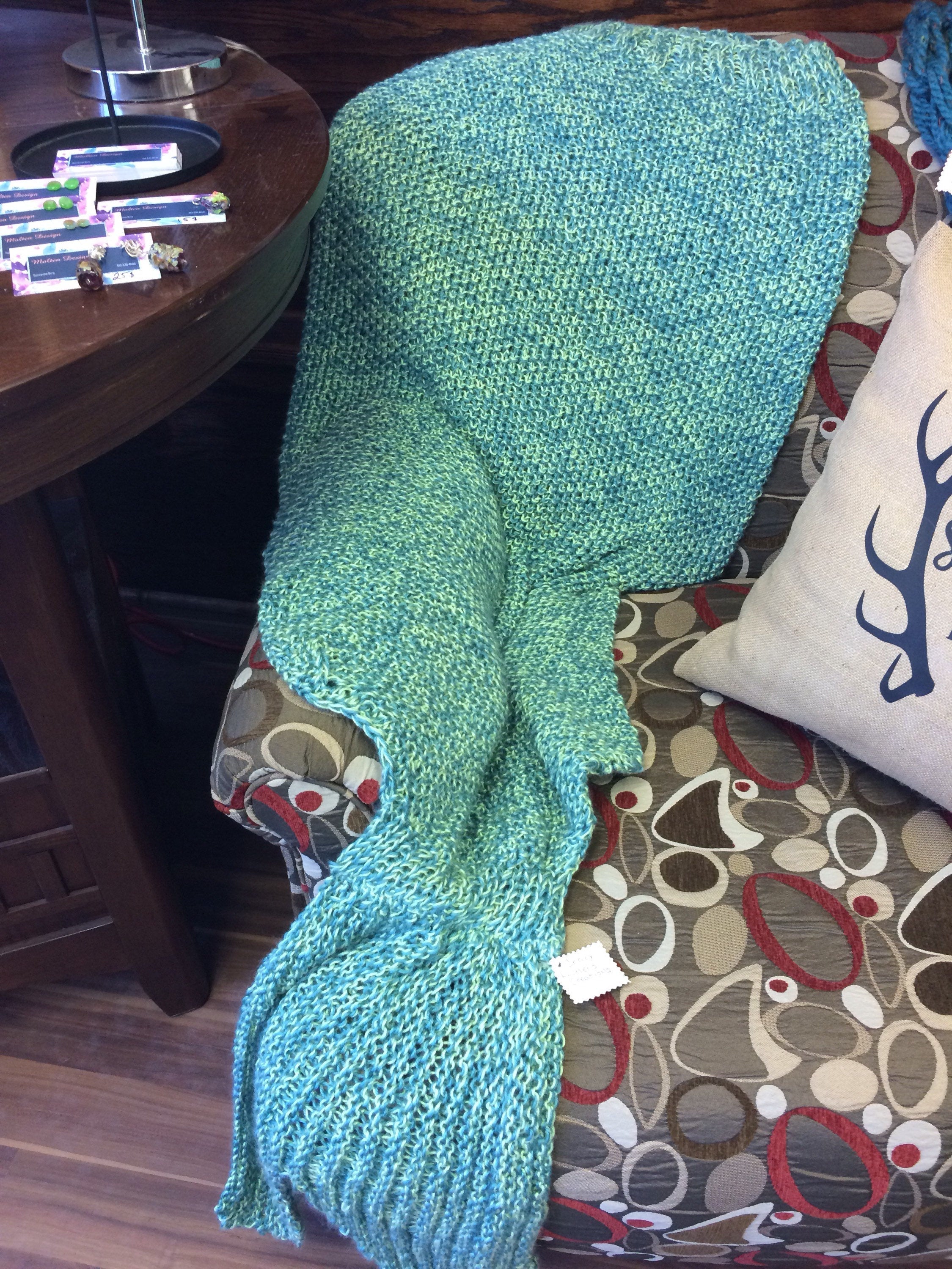 Hand Knit Knitted ‘Mermaid Tail’ Blanket