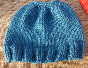 Hand Knit Knitted ‘Messy Bun’ Hat