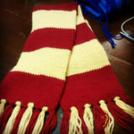 Load image into Gallery viewer, Hand Knit double layer scarves in many colour combo Get your school, house, team, colour  inspired scarf here!!!!!
